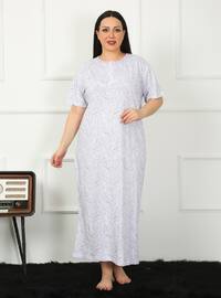 Plus Size Short Sleeve Mom Nightgown Lilac
