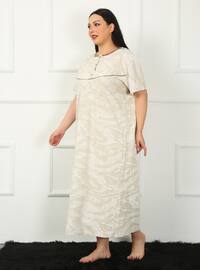 Plus Size Short Sleeve Mom Nightgown Beige