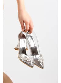 Platin Kadın Klasik Topuklu Ayakkabı 2745