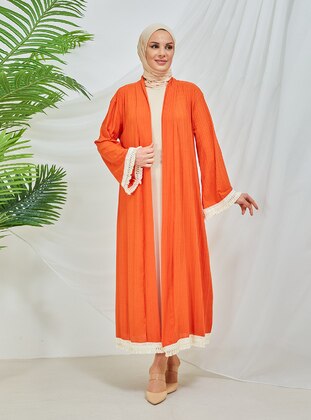 Unlined - Orange - Kimono - SAHRA BUTİK
