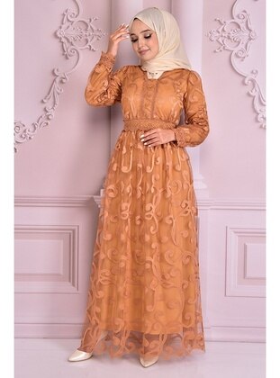 Lace Evening Dresses Mustard Nev14915