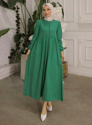 Emerald - Crew neck - Unlined - Modest Dress - SAHRA BUTİK