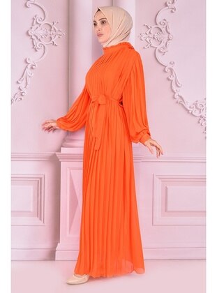 Orange - Modest Evening Dress - Moda Merve