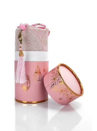Special Cylinder Set With Prayer Rug And Pearl Rosary Pink