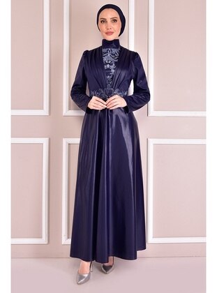 Moda Merve Indigo Modest Evening Dress