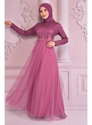 Pink - Modest Evening Dress - Moda Merve
