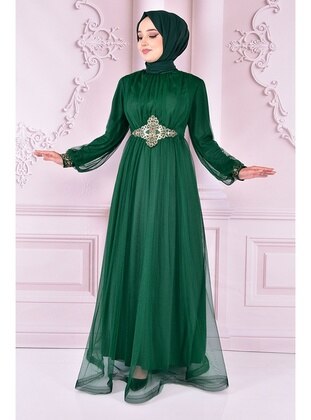 Moda Merve Emerald Modest Evening Dress