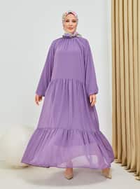 Lilac - Crew neck - Fully Lined - Modest Dress