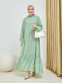 Mint Green - Crew neck - Fully Lined - Modest Dress