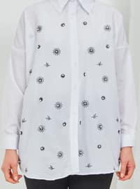 White - Floral - Point Collar - Tunic