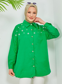 Point Collar Tunic Green
