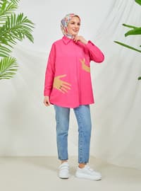 Fuchsia - Printed - Point Collar - Tunic