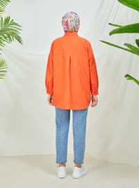 Orange - Printed - Point Collar - Tunic