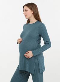 Maternity Pajamas Petrol Blue