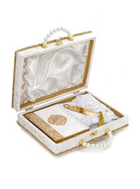 Sponge Velvet Covered Chest Bag Size Pearl Series Gift Quran Set White