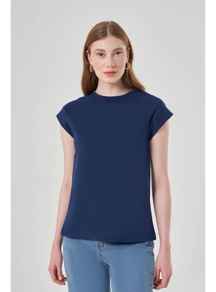 Navy Blue - T-Shirt - MIZALLE