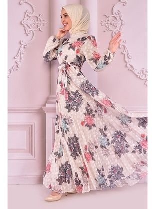 Belt Detailed Dress Rose Color Nev14927