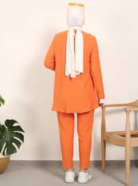 Orange - Unlined - Crew neck - Suit