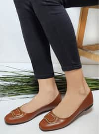 Flat - Casual - Tan - Faux Leather - Casual Shoes