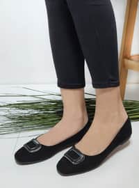 Flat - Casual - Black - Faux Leather - Casual Shoes