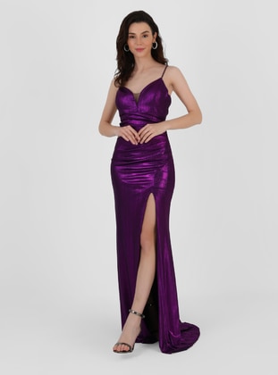 Fully Lined - Purple - Evening Dresses - MEKSİLA