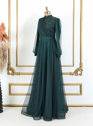 Emerald - Fully Lined - Crew neck - Modest Evening Dress - LARACHE