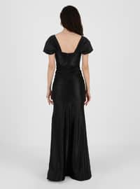 Unlined - Black - Boat neck - Evening Dresses