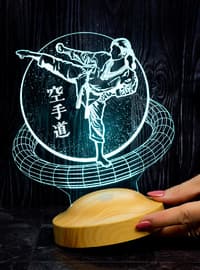 Ju Jutsu - Jiu Jitsu 3D Lamp, Special Taekwondo Gift, Karate Night Light, Desk Lamp for Kung Fu Teacher, Woman Figure