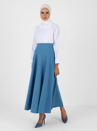 Light Blue - Half Lined - Skirt - Miss Cazibe