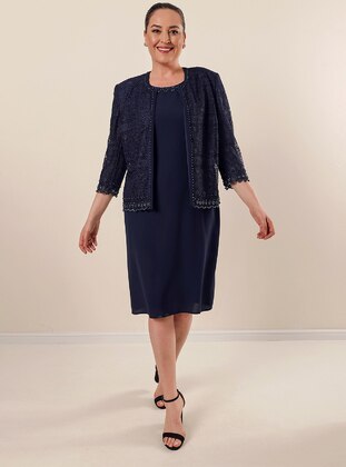 Navy Blue - Fully Lined - Plus Size Suit - By Saygı