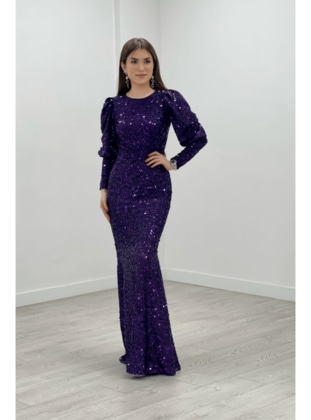 Purple - Modest Evening Dress - Giyim Masalı