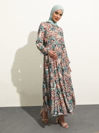 Multi Color - Ethnic - Polo neck - Fully Lined - Modest Dress