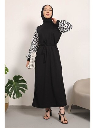 Black - Unlined - Modest Dress - İmaj Butik