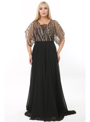 Plus Size 3768 Black Long Evening Dresses Black