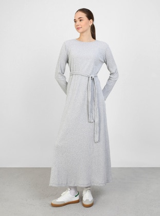 Grey - Crew neck - Unlined - Modest Dress - Benin