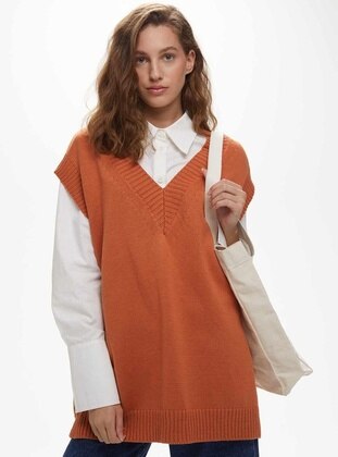 Brick Red - Knit Sweater - MANUKA
