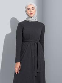 Anthracite - Crew neck - Unlined - Modest Dress
