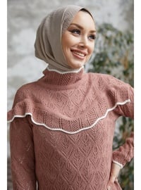 Dusty Rose - Unlined - Polo neck - Knit Sweaters