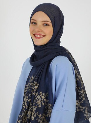 Blue - Printed - Cotton - Shawl - Mısırlı