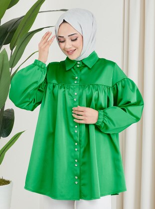 Green - Blouses - Therarebell