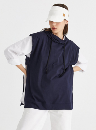 Hooded collar - Navy Blue - Sweat-shirt - Mirach