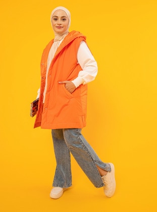 Orange - Fully Lined - Topcoat - LOREEN