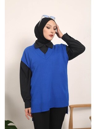 Saxe Blue - Knit Sweater - İmaj Butik