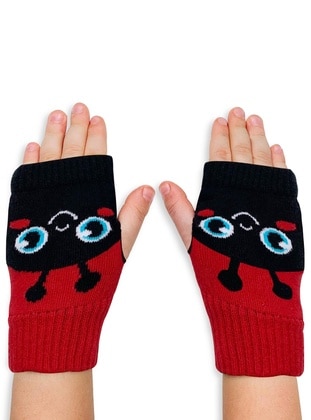 Black - Red - Kids Gloves - Denokids