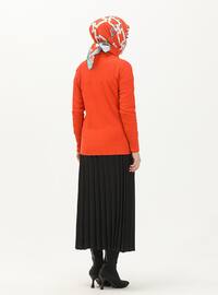 Orange - Loose Collar - Unlined - Knit Tunics