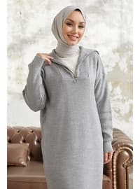 Grey - Unlined - Knit Dresses