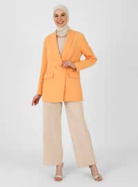 Orange - Fully Lined - Double-Breasted - Jacket