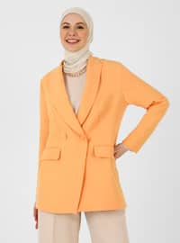 Orange - Fully Lined - Double-Breasted - Jacket