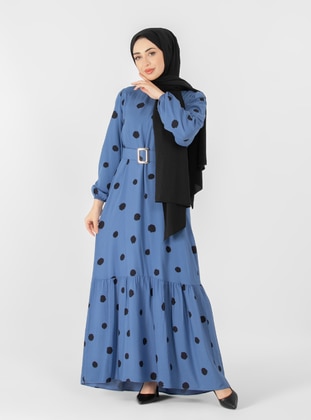 Blue - Multi - Unlined - Modest Dress - Sevit-Li