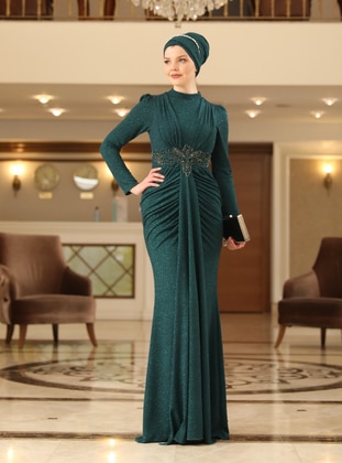 Emerald - Fully Lined - Crew neck - Modest Evening Dress - Ahunisa